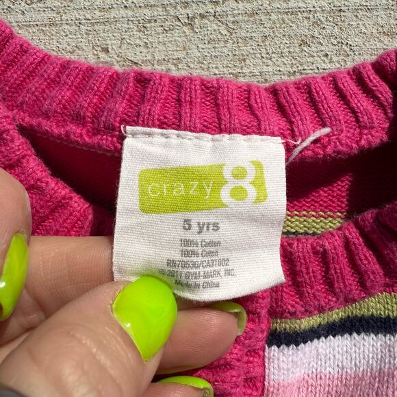 Y2K Krazy 8 Girls Pink Striped Cardigan Sweater Size 5 YEAR - Picture 3 of 6
